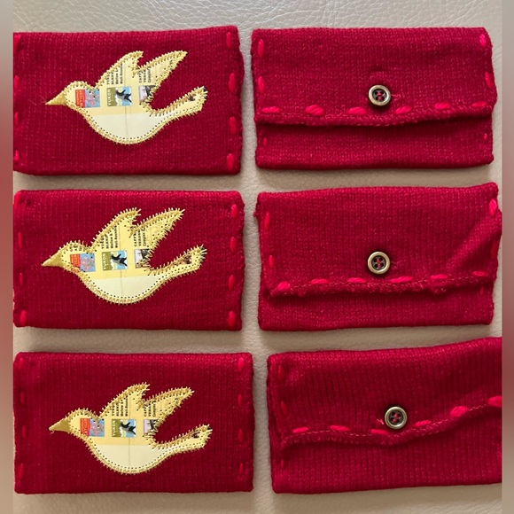 Set 3 VTG Starbucks Knit Envelope & Card Holiday Ornament Gift Pouch Bag - Picture 10 of 15